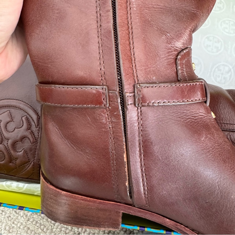 Tory Burch Chestnut Leather Knee-High Boots - Picture 14 of 16